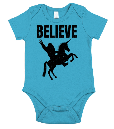 Bigfoot Riding A Unicorn Short Sleeve Baby One-Piece