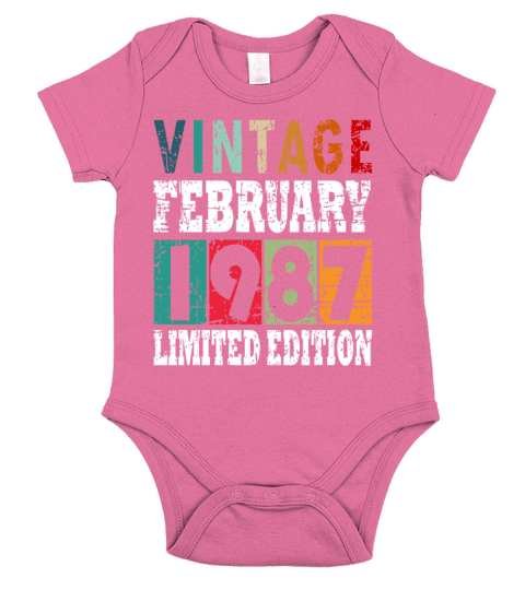 Born 1987 February 36th Birthday Gift Short Sleeve Baby One-Piece