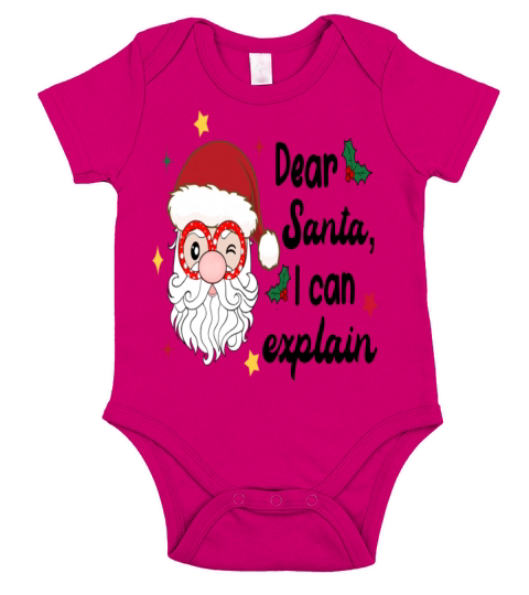 Christmas Dear Santa I Can Explain Funny Short Sleeve Baby One-Piece