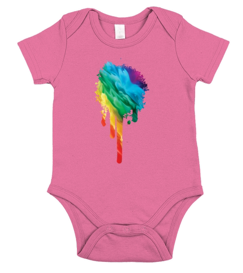 Colorful Rainbow Paint Splatter With Smoke And Fog Short Sleeve Baby One-Piece