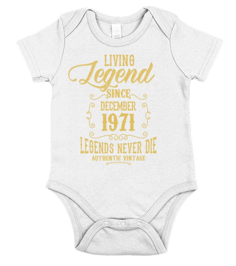 December 1971 Vintage Birthday Present Short Sleeve Baby One-Piece