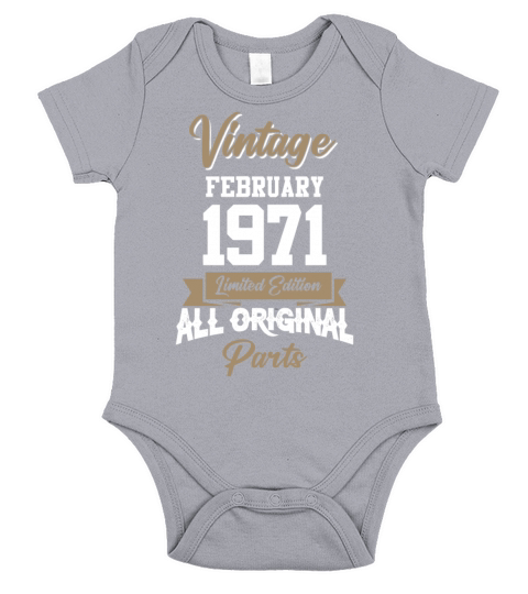 February 1971 Vintage Birthday Present Short Sleeve Baby One-Piece