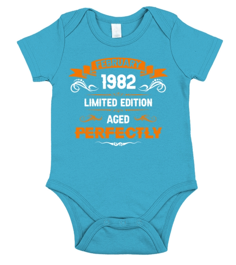 February 1982 Vintage Birthday Present Short Sleeve Baby One-Piece