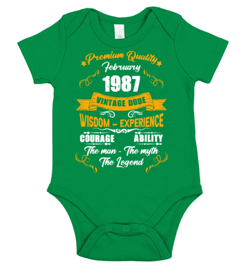 February 1987 Vintage Birthday Present Short Sleeve Baby One-Piece