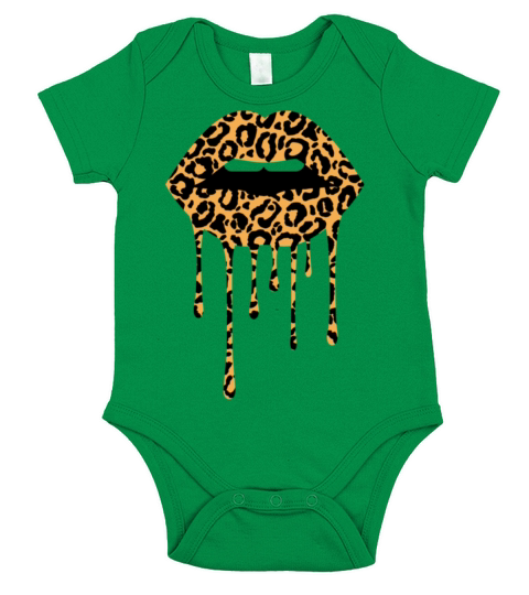 Galentines Day Leopard Print Dripping Lips Valenti Short Sleeve Baby One-Piece