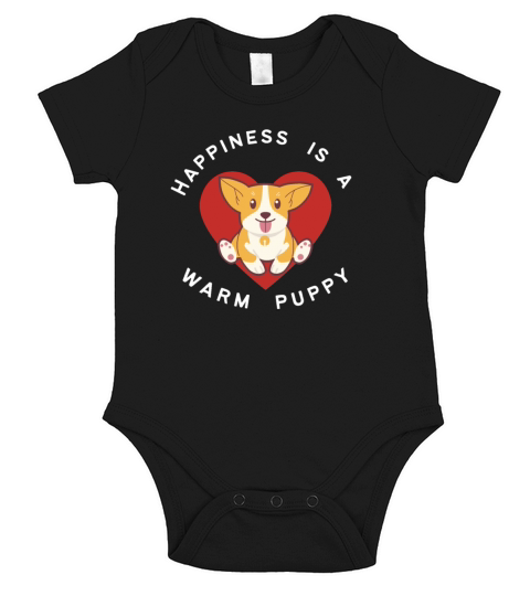 Happiness is a Warm Puppy - Cute Corgi Mom Short Sleeve Baby One-Piece