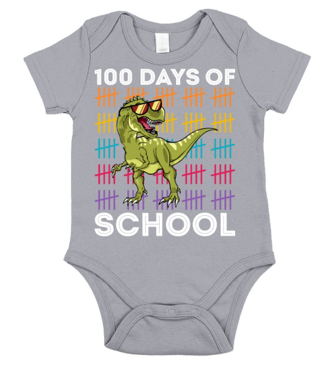 Happy 100 Days Of School Kids Boys Dinosaur T Rex Short Sleeve Baby One-Piece