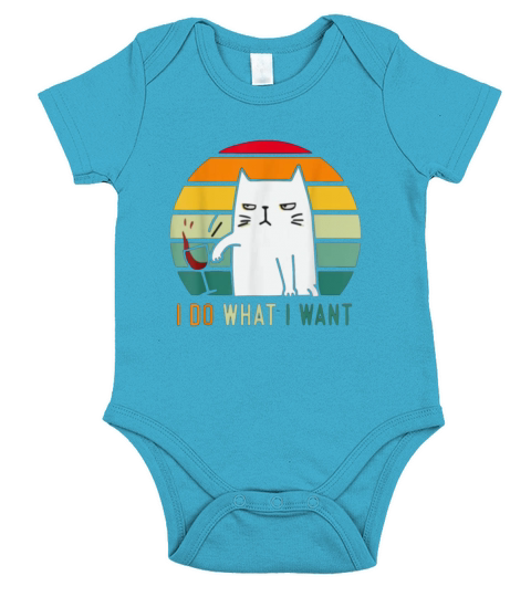 I Do What I Want Vintage Black Cat Short Sleeve Baby One-Piece