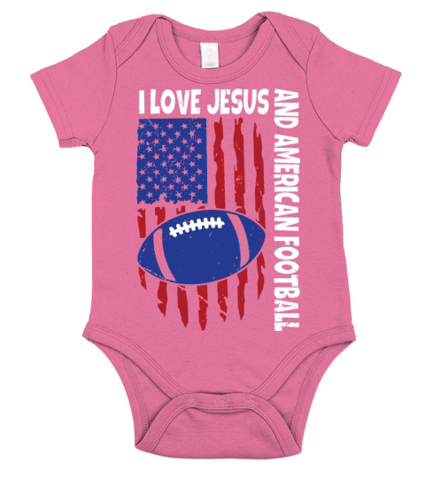 I love Jesus and American Football Short Sleeve Baby One-Piece