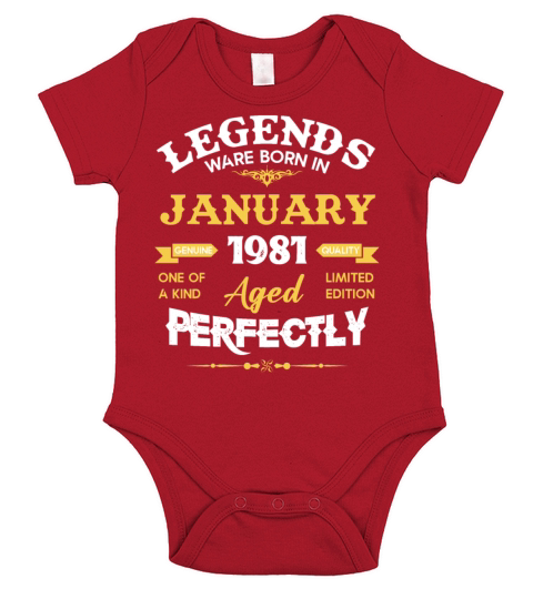 January 1981 Vintage Birthday Present Short Sleeve Baby One-Piece