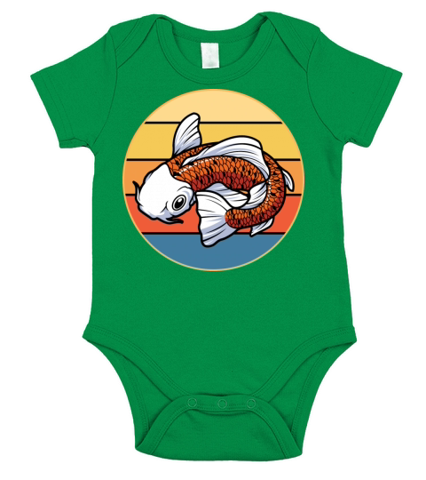 Japanese Koi Fish Vintage Retro Sunset Short Sleeve Baby One-Piece