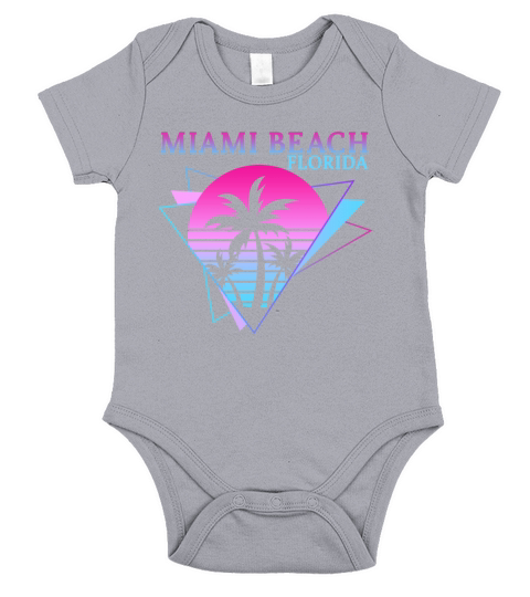 Miami Beach Retro 80s Aesthetic Vaporwave Party Short Sleeve Baby One-Piece