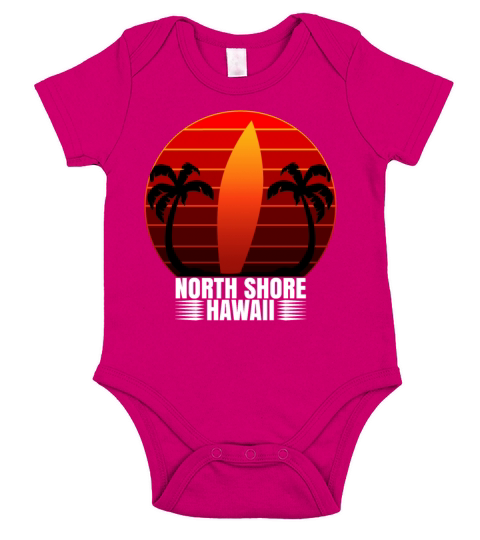 North Shore Hawaii Long Board Retro Surf Board Short Sleeve Baby One-Piece