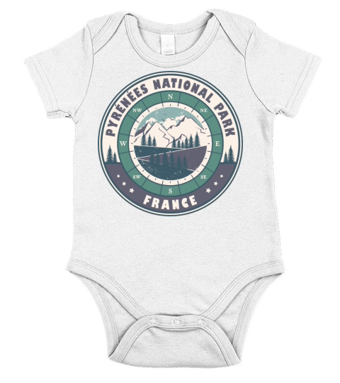 Pyrenees National Park France Vintage Hiking Desig Short Sleeve Baby One-Piece