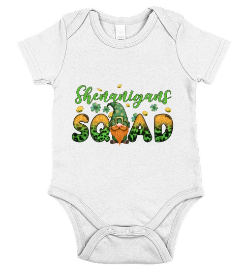 Shenanigans Squad Gnomes St Patricks Day Short Sleeve Baby One-Piece