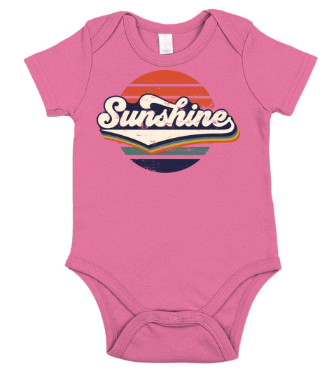 Sunshine Retro Vintage Typography Lettering Slogan Short Sleeve Baby One-Piece