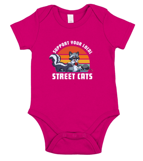 Support Your Local Street Cats Retro Vintage Short Sleeve Baby One-Piece