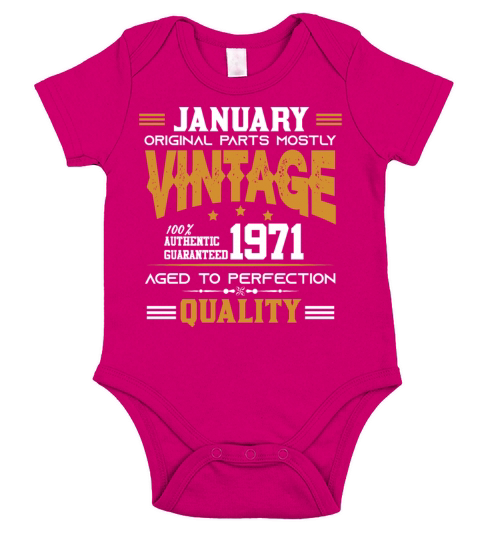 Vintage Aged To Perfection January 1971 Short Sleeve Baby One-Piece