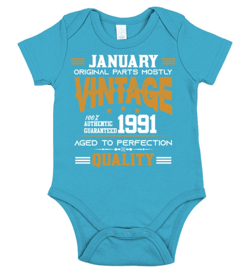 Vintage Aged To Perfection January 1991 Short Sleeve Baby One-Piece