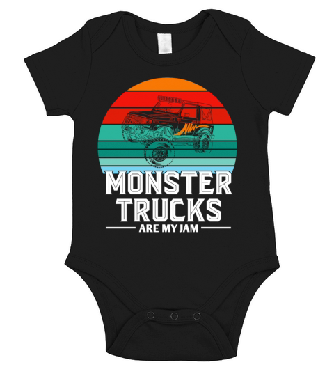 Vintage Monster Truck are my jam Retro Short Sleeve Baby One-Piece