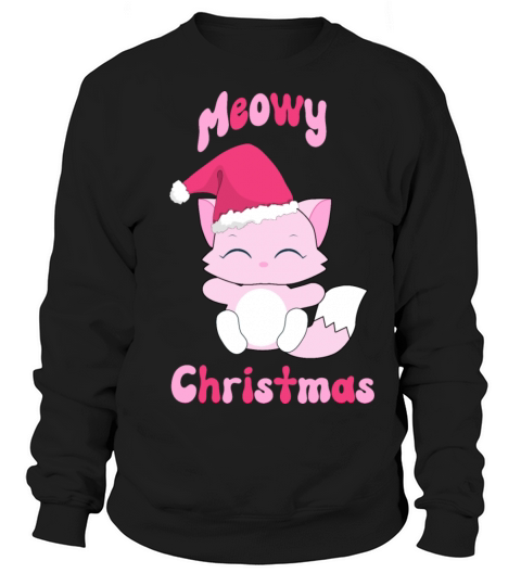 Vintage pink Meowy Christmas retro cute Kawaii cat Sweatshirt Unisex