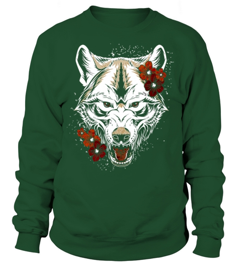 Wolf Flower Tatoo Vintage Sweatshirt Unisex