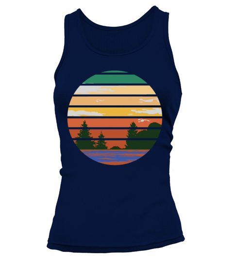 Retro Forest With Lake In The Sunset Tank top Woman