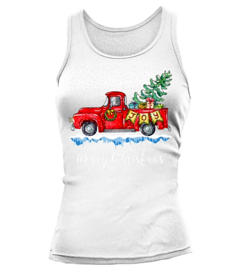 Vintage Merry Christmas Red Truck Old Fashioned Tank top Woman