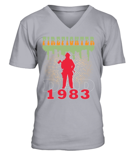 1983 vintage fireman birthday firefighter V-Neck T-shirt