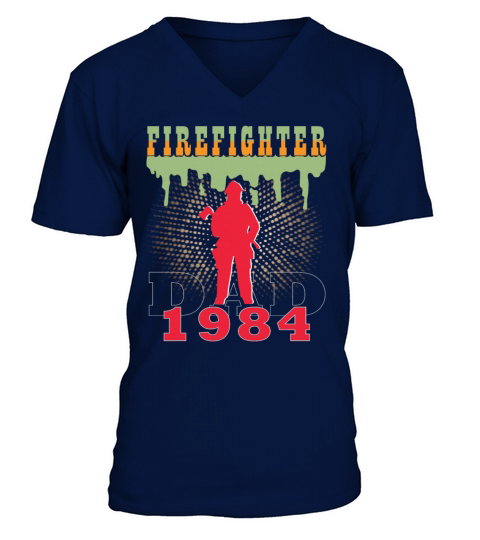 1984 vintage fireman birthday firefighter V-Neck T-shirt