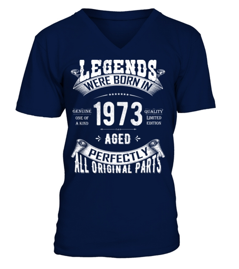 50th Birthday Vintage Legends Born In 1973 50 Yea V-Neck T-shirt