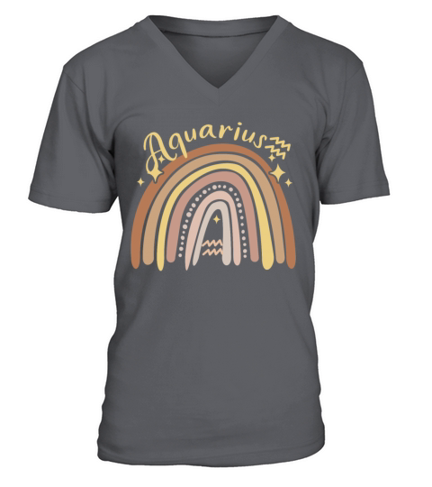 Aquarius Zodiac Bohemian Boho Rainbow 70s Vintage V-Neck T-shirt