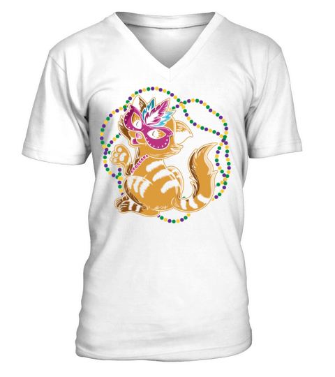 Cat Lover Mardi Gras Celebration Shenanigan V-Neck T-shirt