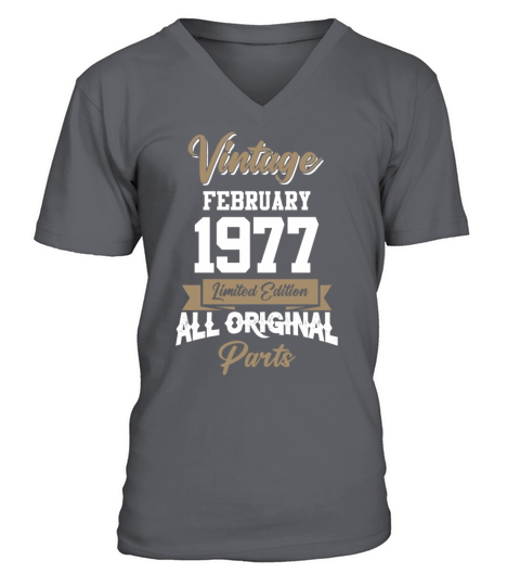 February 1977 Vintage Birthday Present V-Neck T-shirt