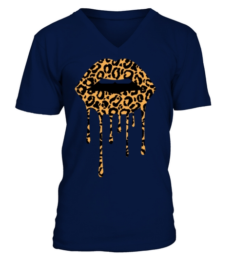 Galentines Day Leopard Print Dripping Lips Valenti V-Neck T-shirt