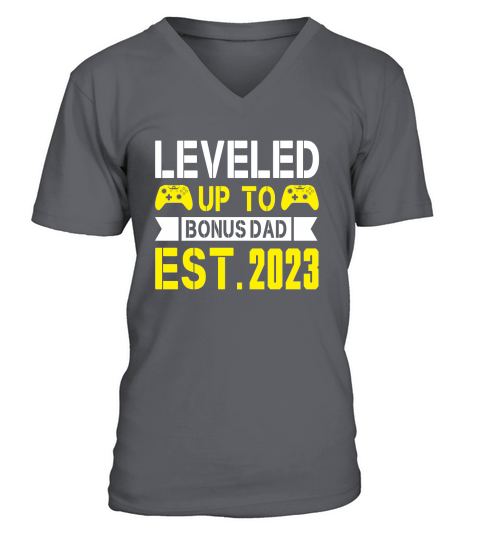 Leveled Up To Bonus Dad EST.2023 V-Neck T-shirt