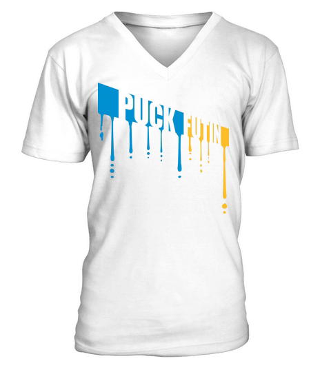 puck futin logo design V-Neck T-shirt