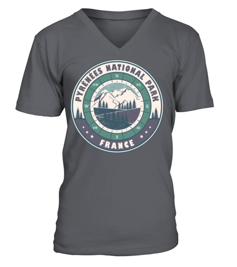 Pyrenees National Park France Vintage Hiking Desig V-Neck T-shirt