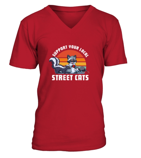 Support Your Local Street Cats Retro Vintage V-Neck T-shirt