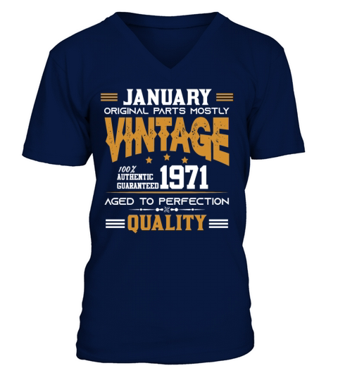 Vintage Aged To Perfection January 1971 V-Neck T-shirt