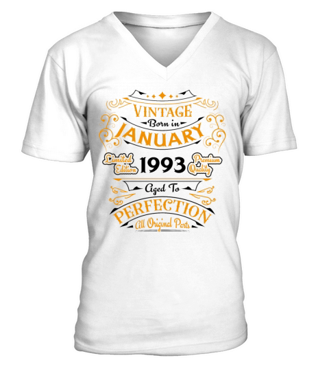 Vintage born in January 1993 Birthday gift V-Neck T-shirt