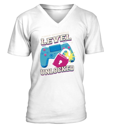 Vintage Cute Junior Groomsman Gaming Wedding Groom V-Neck T-shirt