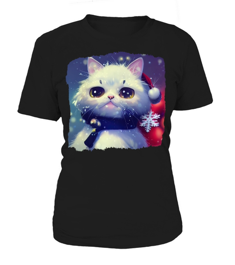 Christmas Cute Cat Kitten in Snow Women's T-Shirt