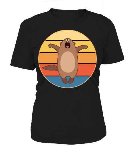 Cute Groundhog Retro Sunset Vintage Animal Lover Women's T-Shirt