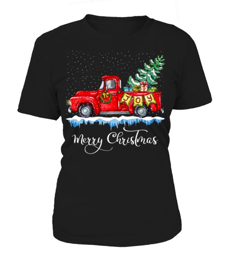 Vintage Merry Christmas Red Truck Old Fashioned Women's T-Shirt