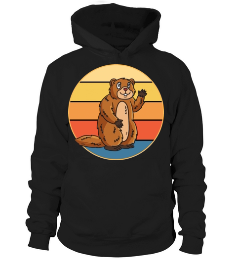 Cute Groundhog Retro Sunset Vintage Animal Lover Hoodie Unisex