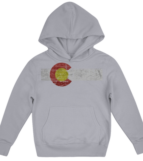 Aged Colorado Flag Vintage Style State Patriotic L Kids Hoodie