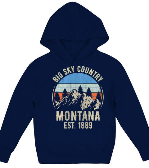 Big Sky Country Montana EST-1889 Vintage T shirt Kids Hoodie