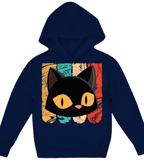 Black Cat With Colorful Style Kids Hoodie