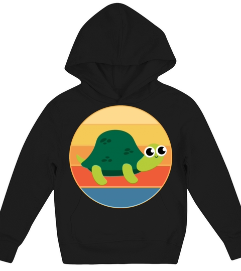 Cute Turtle Vintage Retro Sunset Marine Animal Kids Hoodie